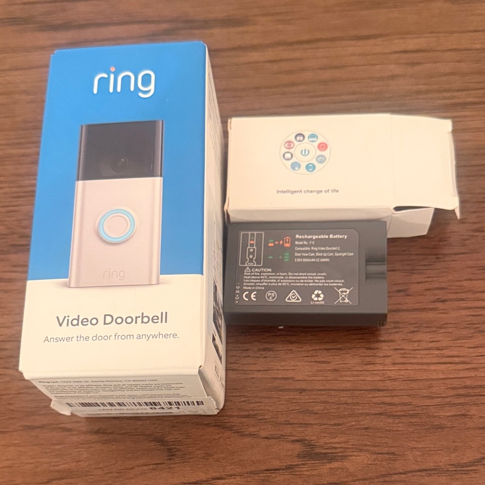 Ring Video Doorbell in White and Blue Accents
